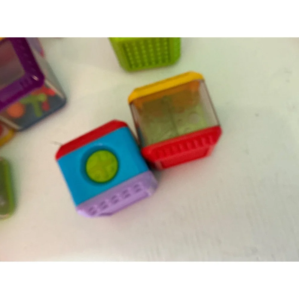 Fisher-Price Vintage Peek-a-Blocks Activity Sensory Building Blocks Set of 9